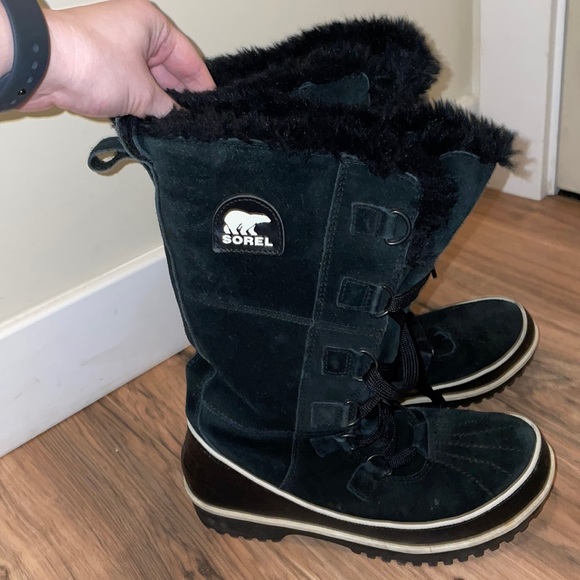 Exc Cond Black Sorel Women’s Lace Up Winter Boots Size 7 RRP $195 - Picture 1 of 4